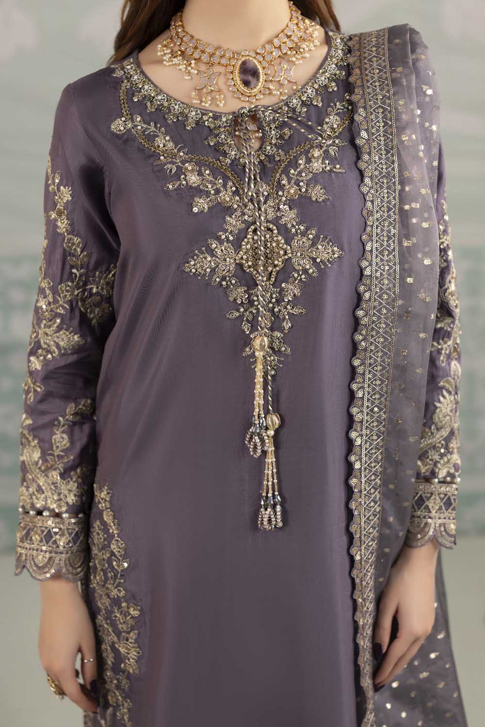 Korean Raw Silk Luxe Embroidered 3-Piece Suit