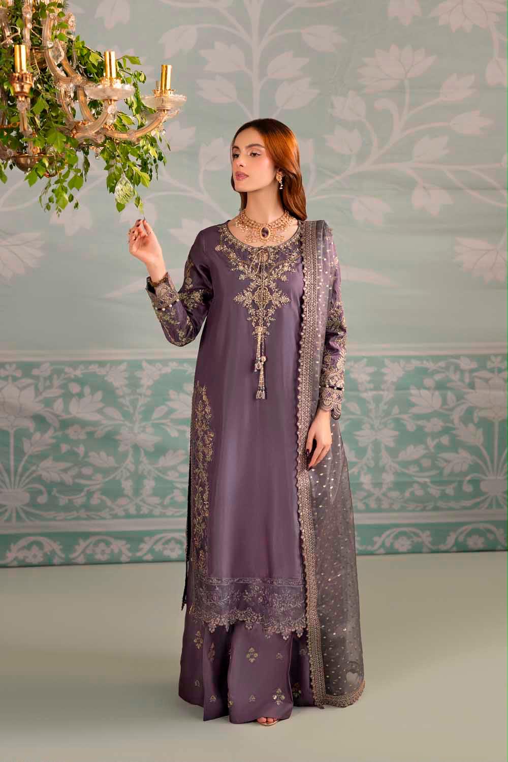 Korean Raw Silk Luxe Embroidered 3-Piece Suit