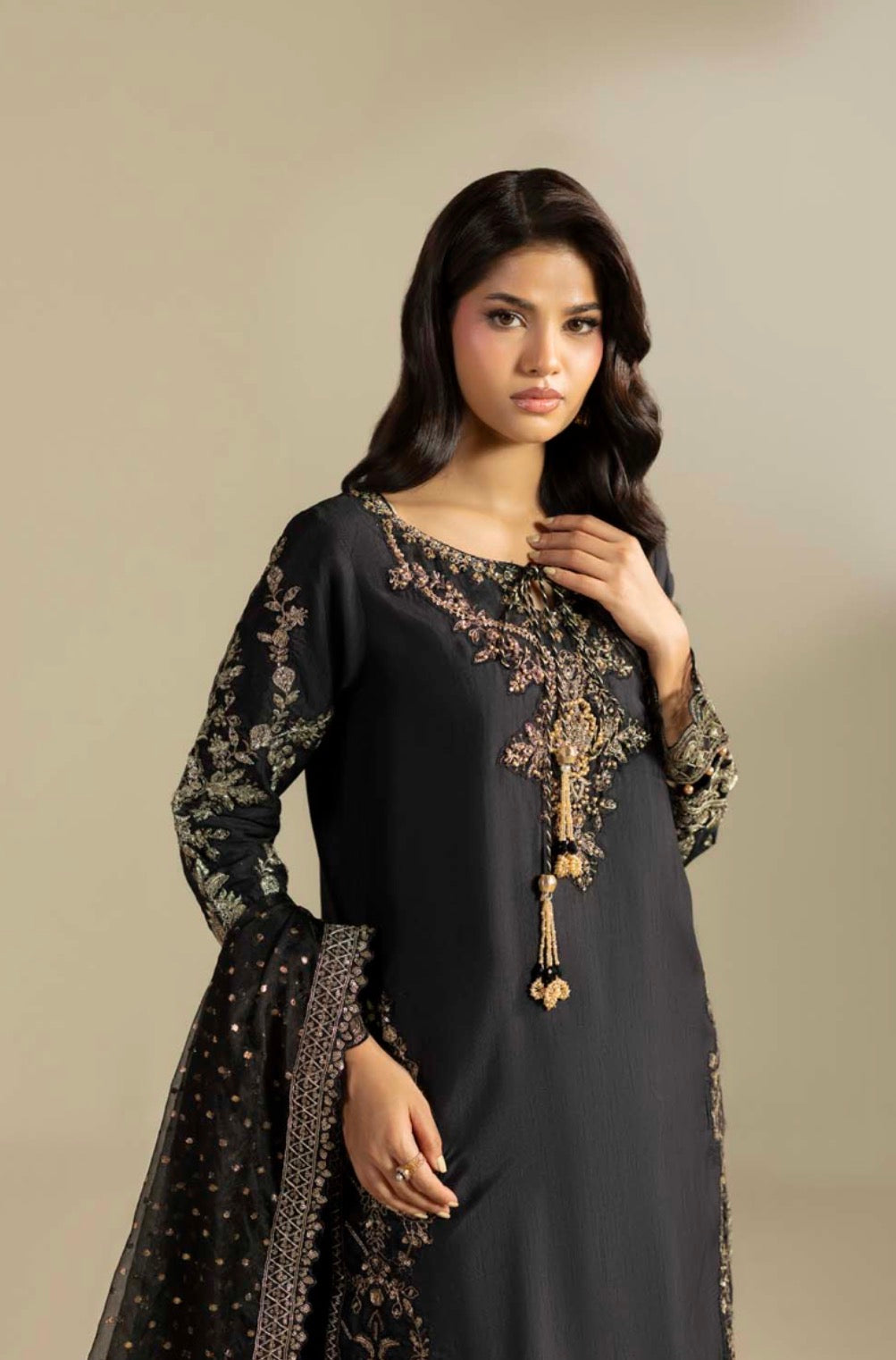 Korean Raw Silk Luxe Embroidered 3-Piece Suit