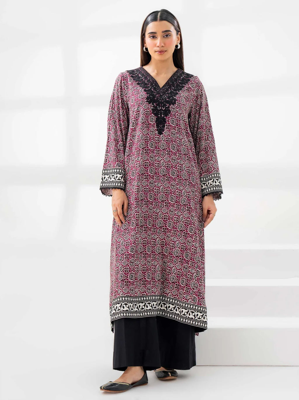 Limelight 1 piece Linen Shirt-Embroidered (Pret)