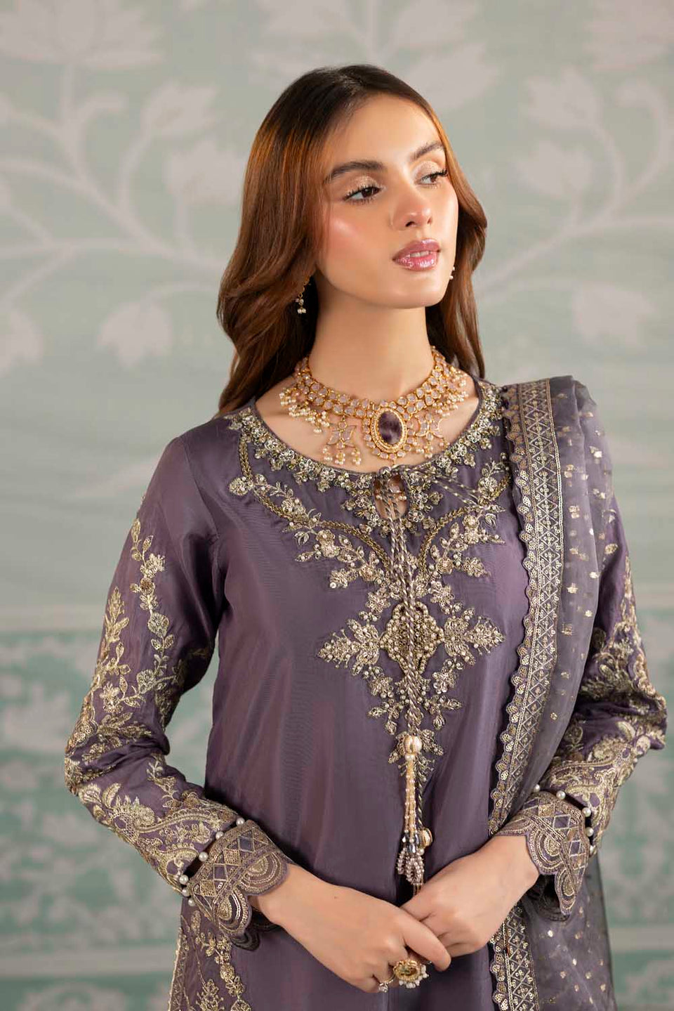 Korean Raw Silk Luxe Embroidered 3-Piece Suit