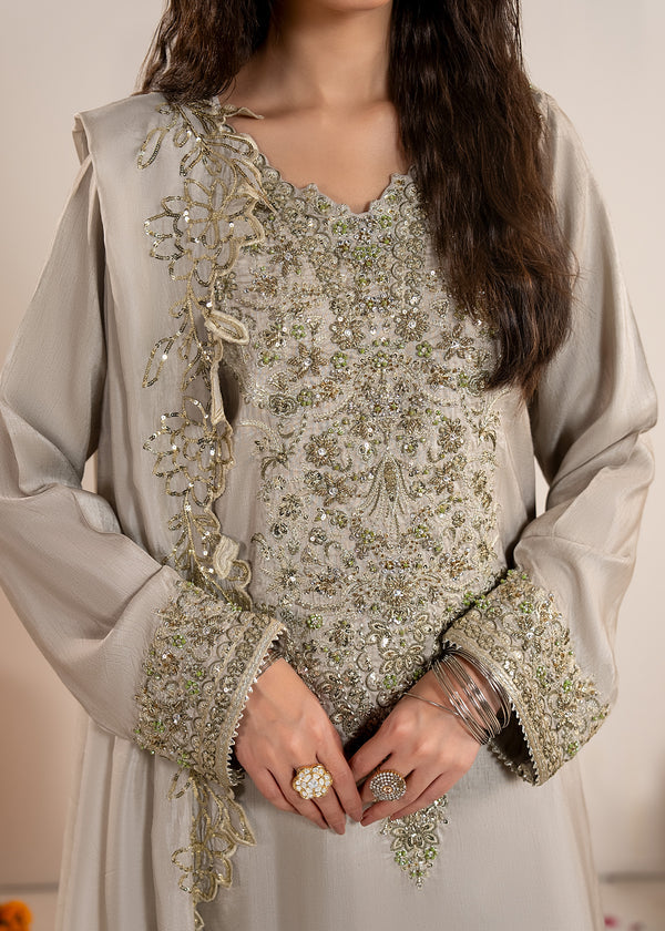 Luxury Silk 3PC Ready to Wear Sharara Set with Organza Dupatta – Festive Elegance