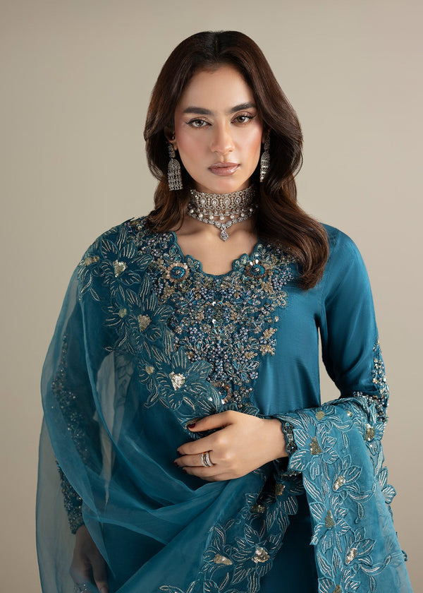 G31Eid Collection – Premium Raw Silk 3PC Shalwar Kameez with Organza Dupatta | Embroidered Festive Women’s Suit