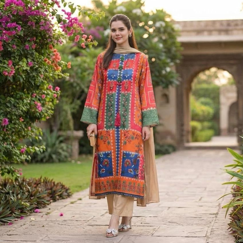 Salenmore Rang Bahar – Limelight Silk 3 Piece Suit (Choice of Colour)