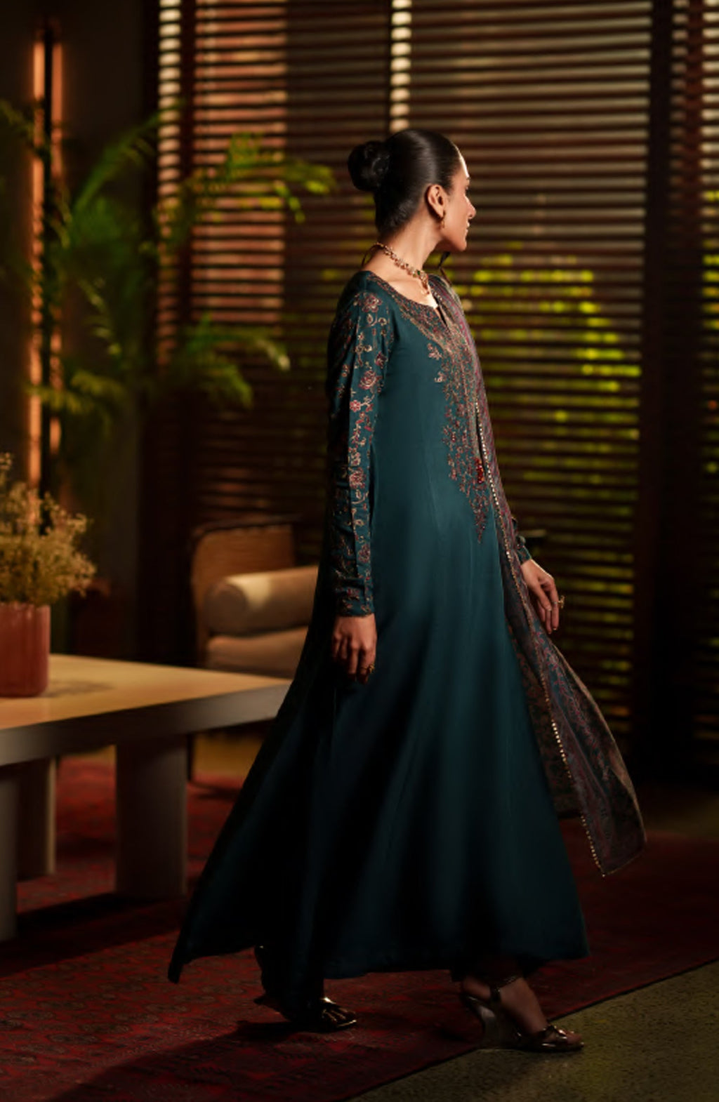 Casual Lite Luxury Festive Drop EALA Premium Silk Viscose 3 Piece Printed Dupatta Embroidered with Sequin Work and Lace for Modern Elegance