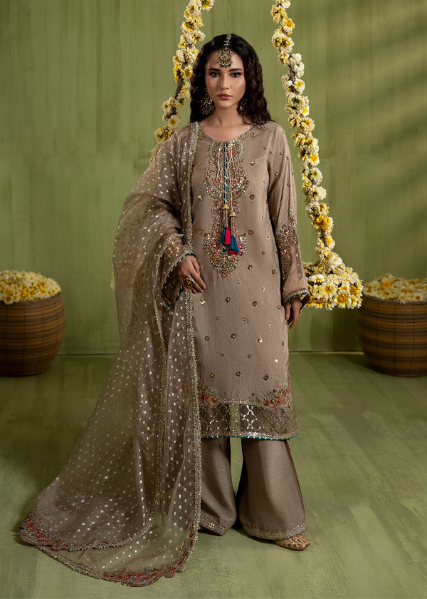 Luxury Silk 3PC Ready to Wear Suit with Organza Dupatta – Elegant Festive Ensemble