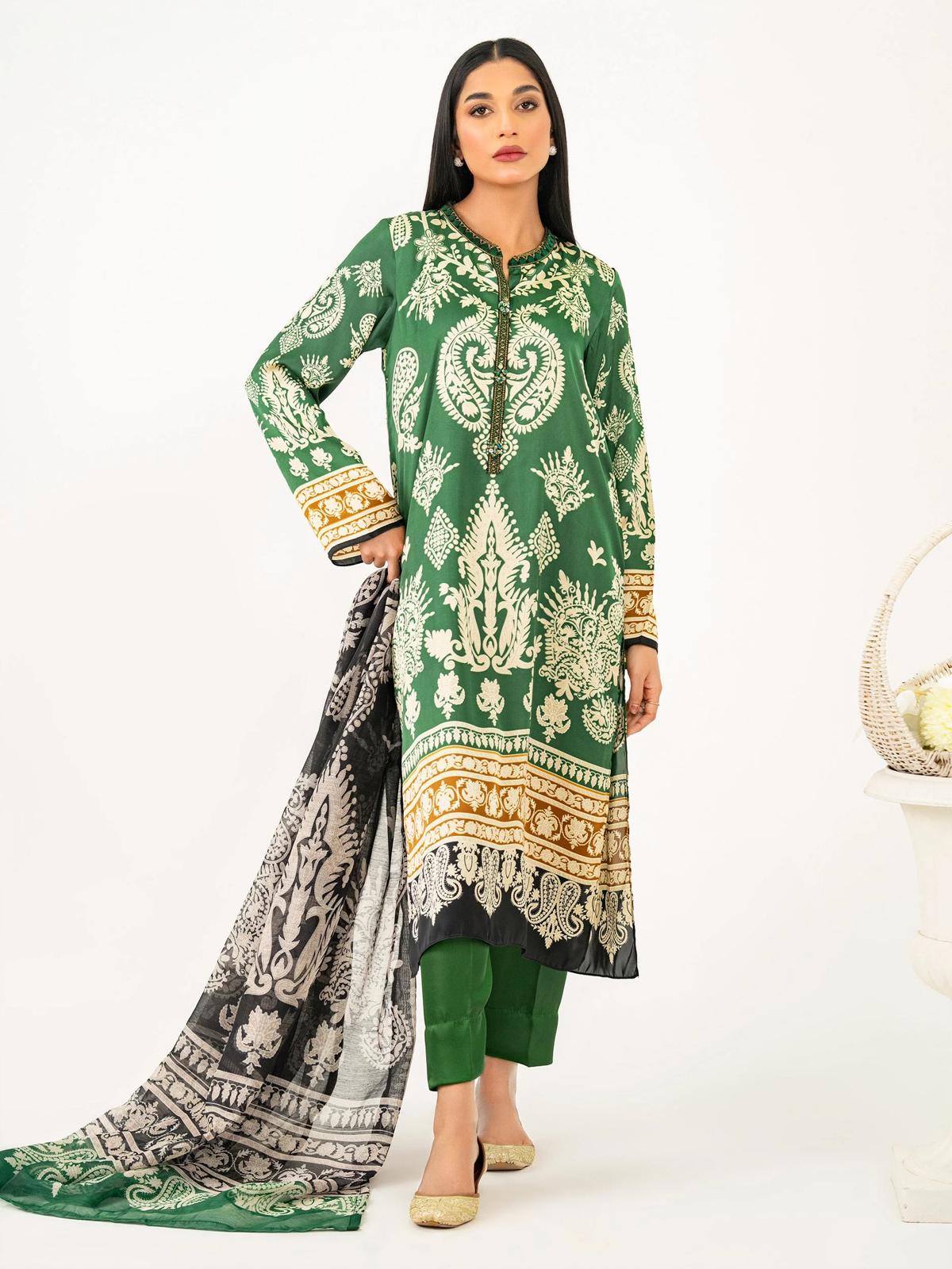 Limelight Original Silk 3-Piece Suit | Embroidered Shirt, Organza Dupatta & Cambric Trousers | Salenmore UK