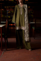 Casual Lite Luxury Festive Drop EALA Premium Silk Viscose 3 Piece Printed Dupatta Embroidered with Sequin Work and Lace for Modern Elegance