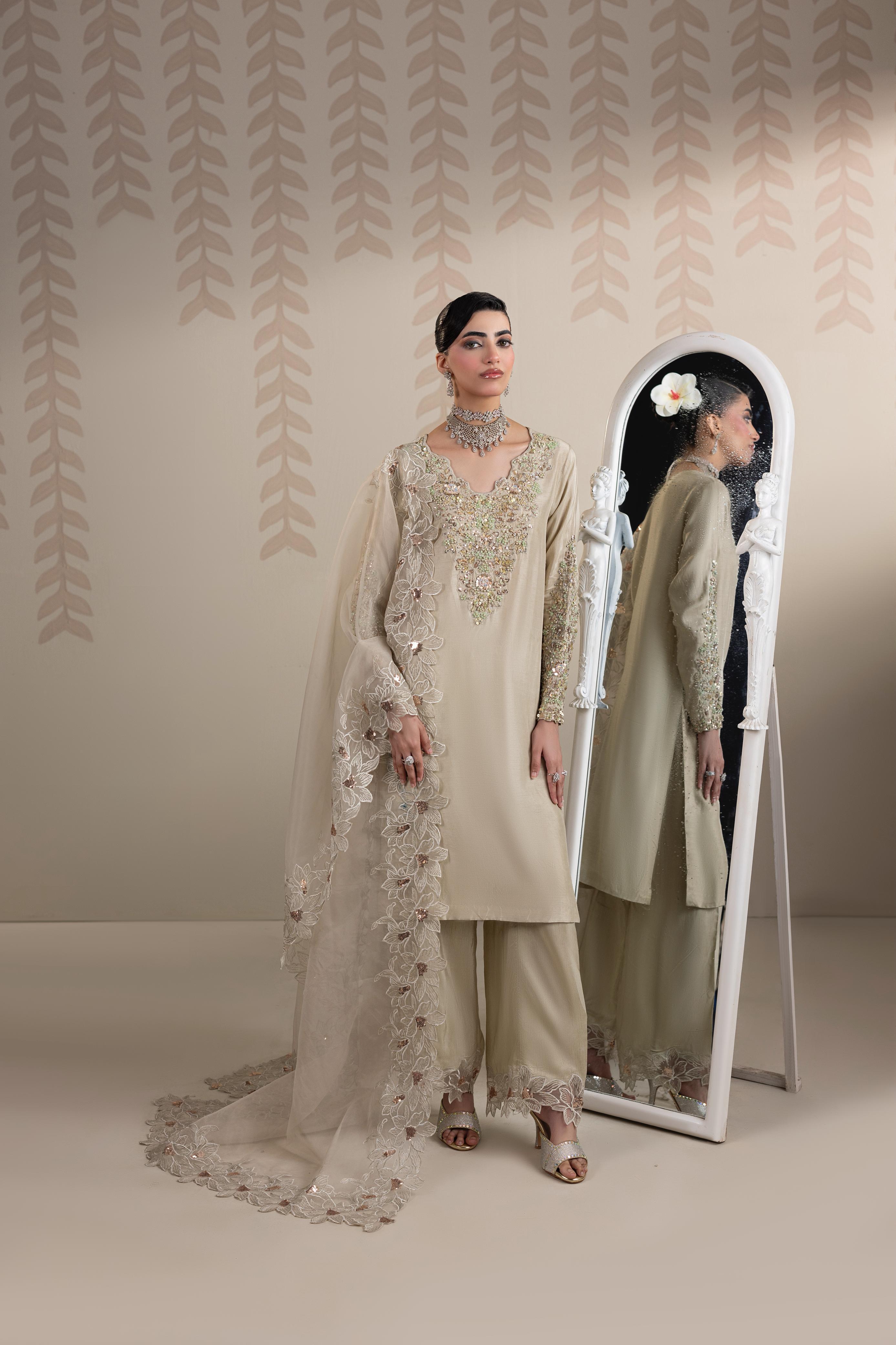 G30 Eid Collection – Premium Raw Silk 3PC Shalwar Kameez with Organza Dupatta | Embroidered Festive Women’s Suit