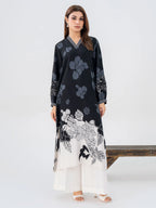 Limelight black printed embroidered linen shirt – winter collection – Salenmore