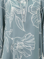 Limelight 2 Piece Set - Sky Blue Silk Shirt with Flowy Collared V-neck & Wide-leg Trousers with Elastic Waistband