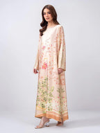 Limelight 2 Piece Set - Pink Silk Shirt with Boat Neckline & Trousers with Elastic Waistband
