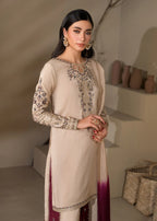 Embroidered Shirt with Two-Toned Sharara & Medium Silk Dupatta – Heavy Embroidery & Embellished 3-Piece Ensemble