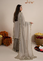 Luxury Silk 3PC Ready to Wear Sharara Set with Organza Dupatta – Festive Elegance