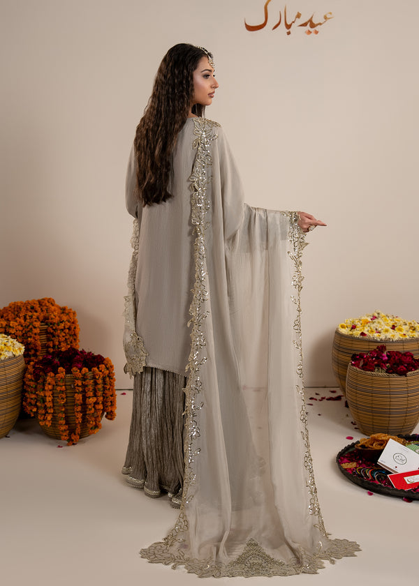 Luxury Silk 3PC Ready to Wear Sharara Set with Organza Dupatta – Festive Elegance