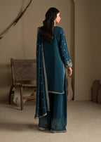 Embroidered Shirt with Flared Trousers & Silk Dupatta – Heavy Embroidery & Embellished 3-Piece Ensemble