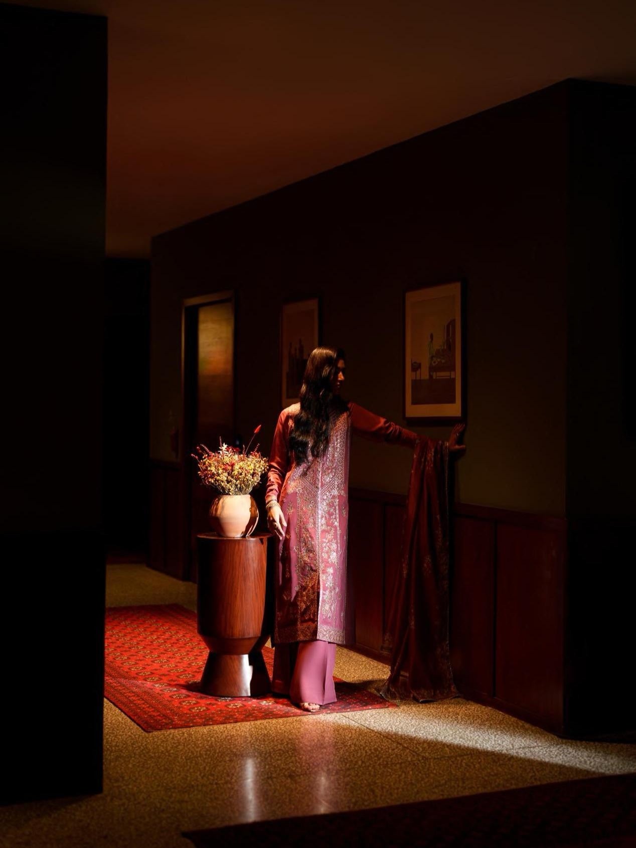 Casual Lite Luxury Festive Drop Elara Premium Silk Viscose 3 Piece Printed Dupatta Embroidered with Sequin Work and Lace for Modern Elegance