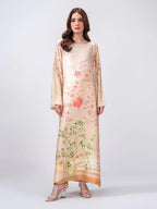 Limelight 2 Piece Set - Pink Silk Shirt with Boat Neckline & Trousers with Elastic Waistband