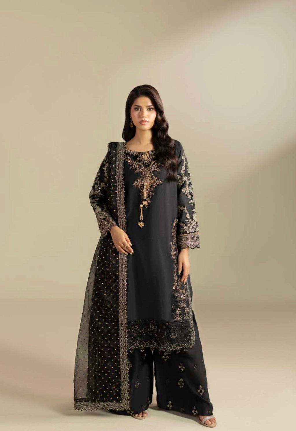 Korean Raw Silk Luxe Embroidered 3-Piece Suit