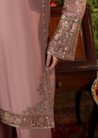 Embroidered 3 piece Mauve Embellished Ensemble