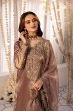 Mesouri Sequin & Resham Embroidered Rose Gold Gharara Luxury Ensemble