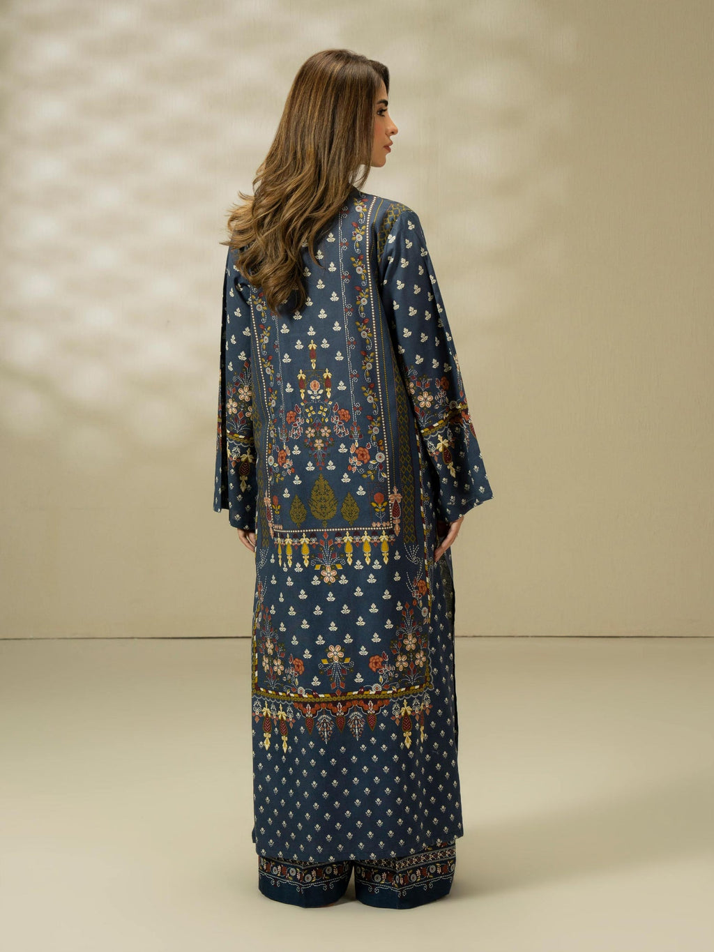 Salenmore | Limelight 2 Piece Printed Slub Khaddar Suit – Navy | Winter Pret Collection | Pakistani Clothing UK – Pakistani women's wear | Salwar Kameez |