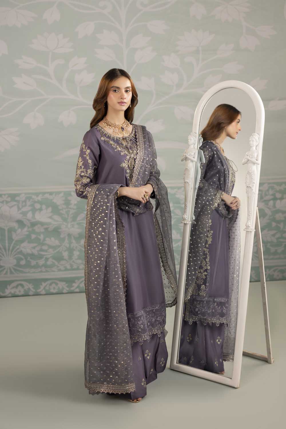 Korean Raw Silk Luxe Embroidered 3-Piece Suit