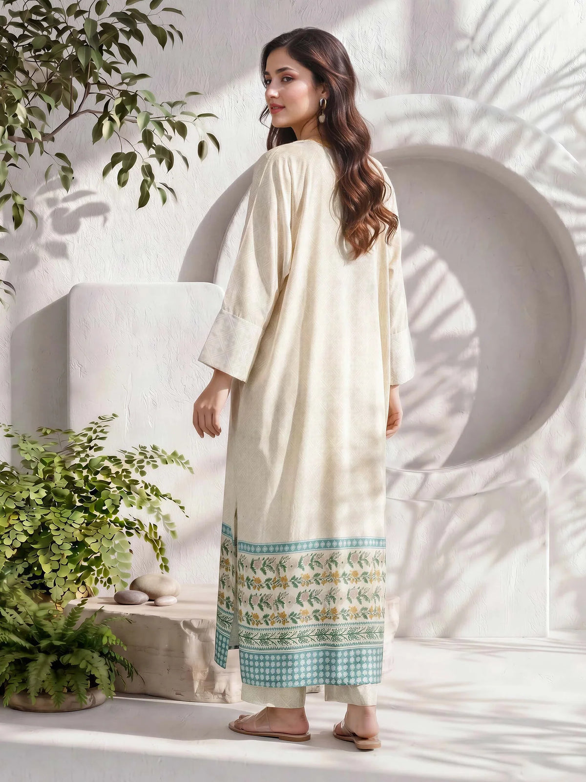Limelight 2 Piece Kaftan Silk Suit- Embellished (Pret)