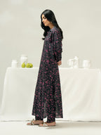 Limelight 2 Piece Set - Black Printed Viscose Cotton Shirt & Narrow-leg Trousers with Elastic Waistband