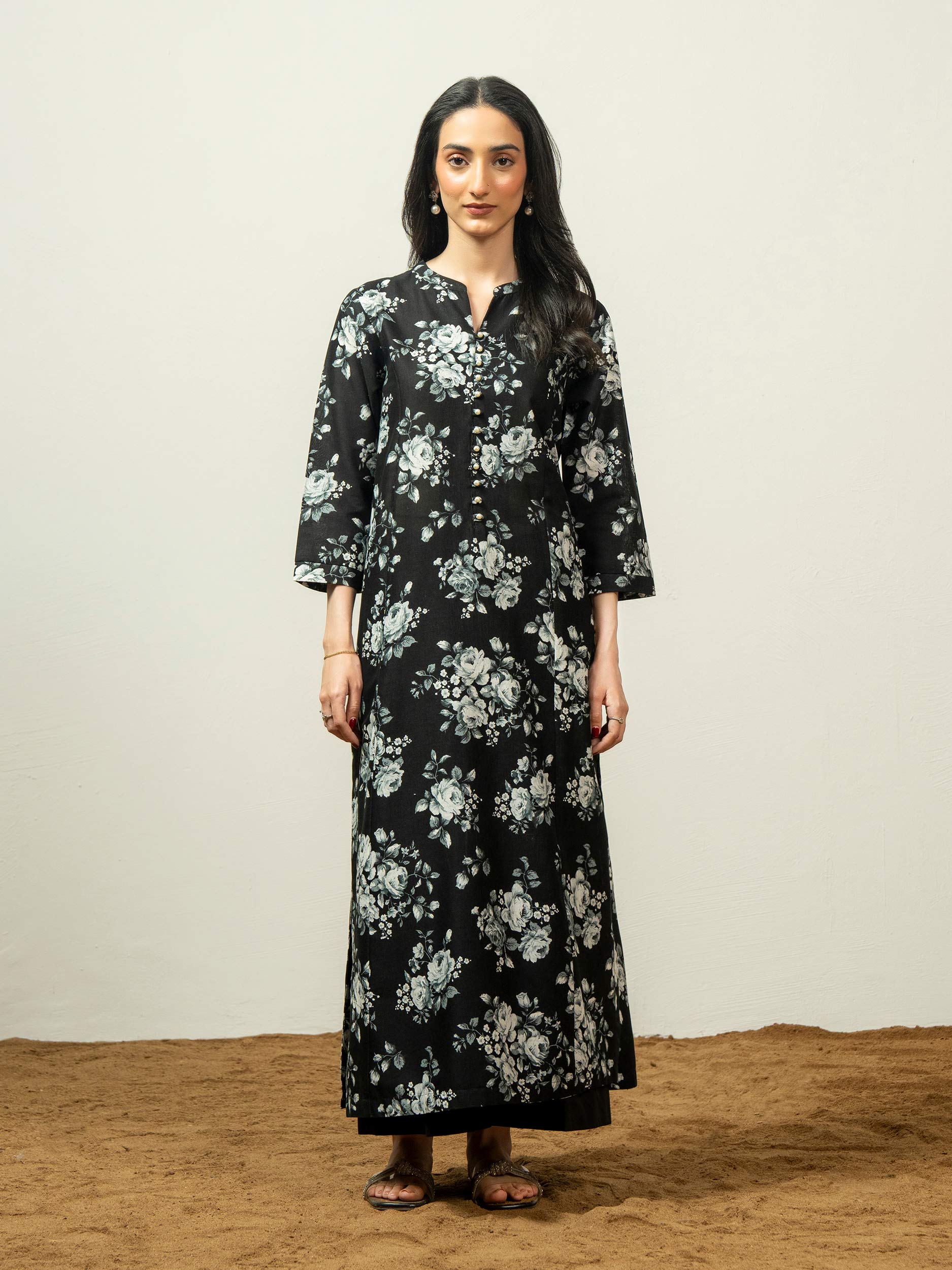 Limelight Black Slub Khaddar Shirt | 1-Piece Pakistani Winter Collection | Salenmore UK