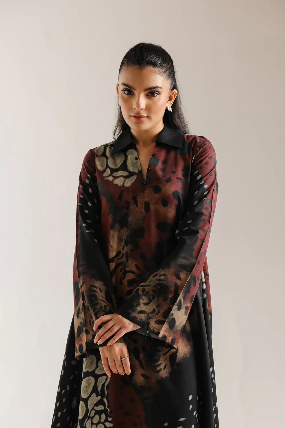 Ethnic 1 piece A-Line Shirt Collar Full Sleeves Long Length