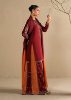 Embroidered Shirt with Two-Toned Sharara & Medium Silk Dupatta – Heavy Embroidery & Embellished 3-Piece Ensemble