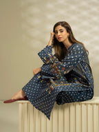 Salenmore | Limelight 2 Piece Printed Slub Khaddar Suit – Navy | Winter Pret Collection | Pakistani Clothing UK – Pakistani women's wear | Salwar Kameez |