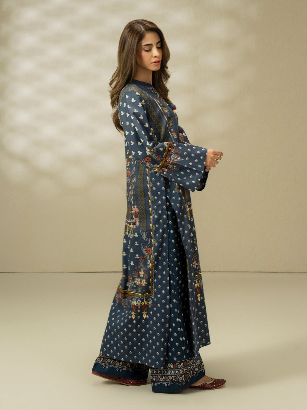Salenmore | Limelight 2 Piece Printed Slub Khaddar Suit – Navy | Winter Pret Collection | Pakistani Clothing UK – Pakistani women's wear | Salwar Kameez |