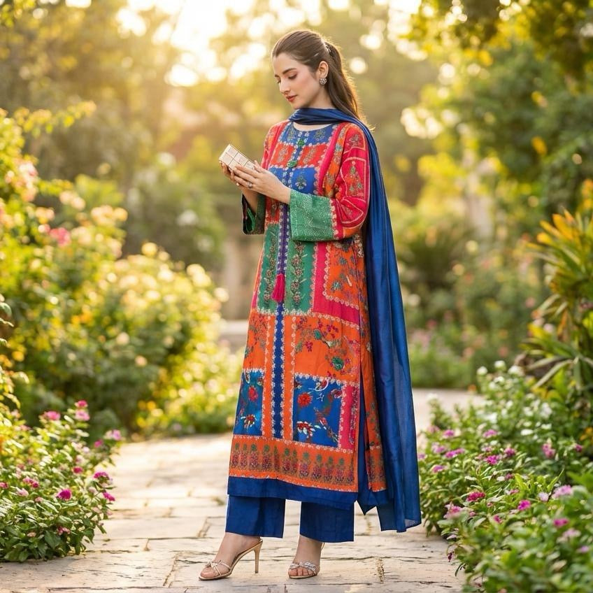 Salenmore Rang Bahar – Limelight Silk 3 Piece Suit (Choice of Colour)