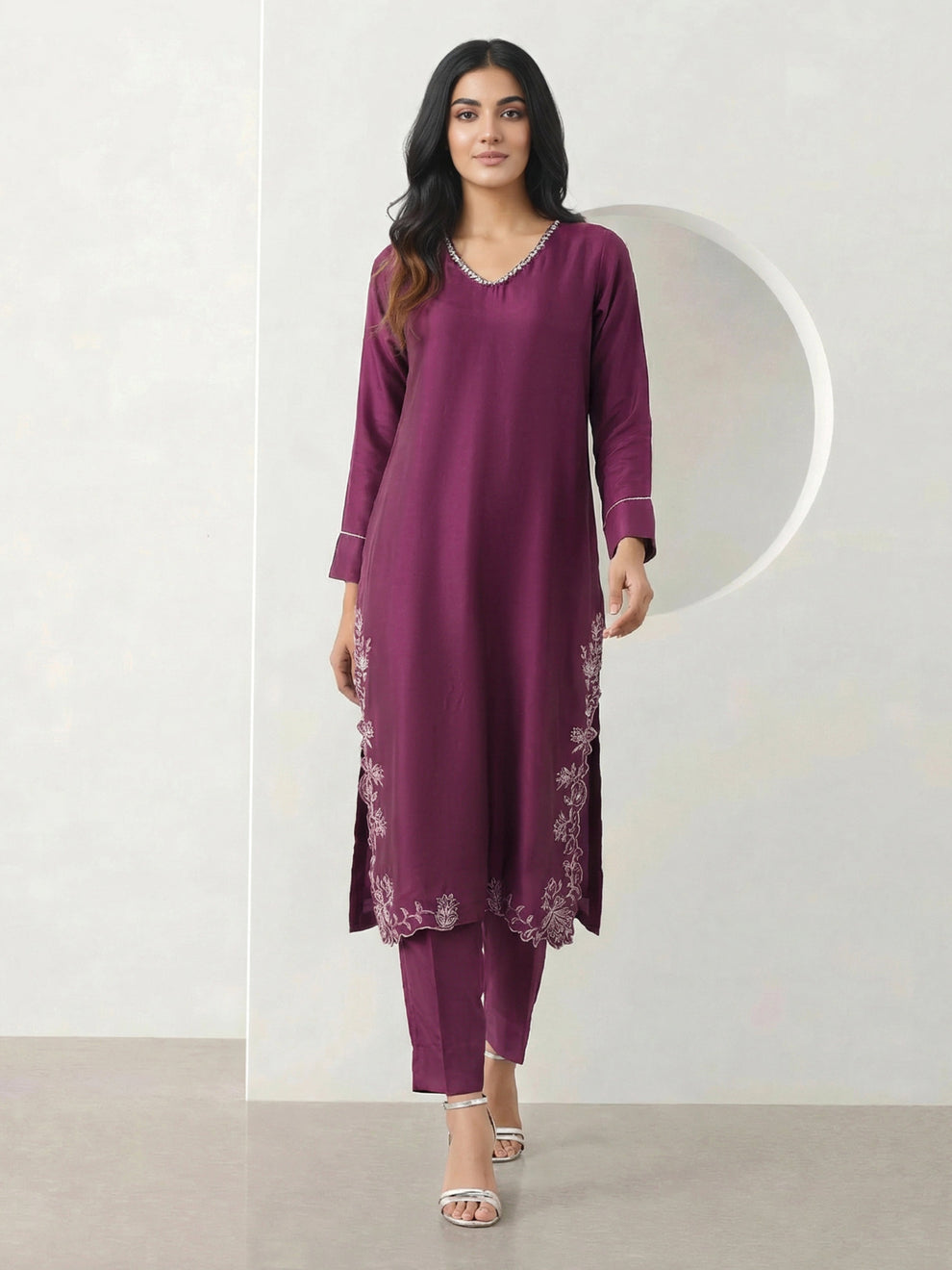 Limelight 2 Piece Silk Suit Embellished