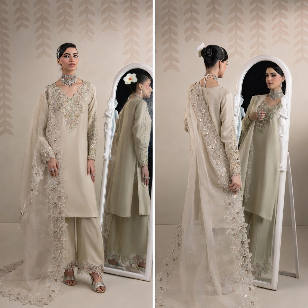 G30 Eid Collection – Premium Raw Silk 3PC Shalwar Kameez with Organza Dupatta | Embroidered Festive Women’s Suit