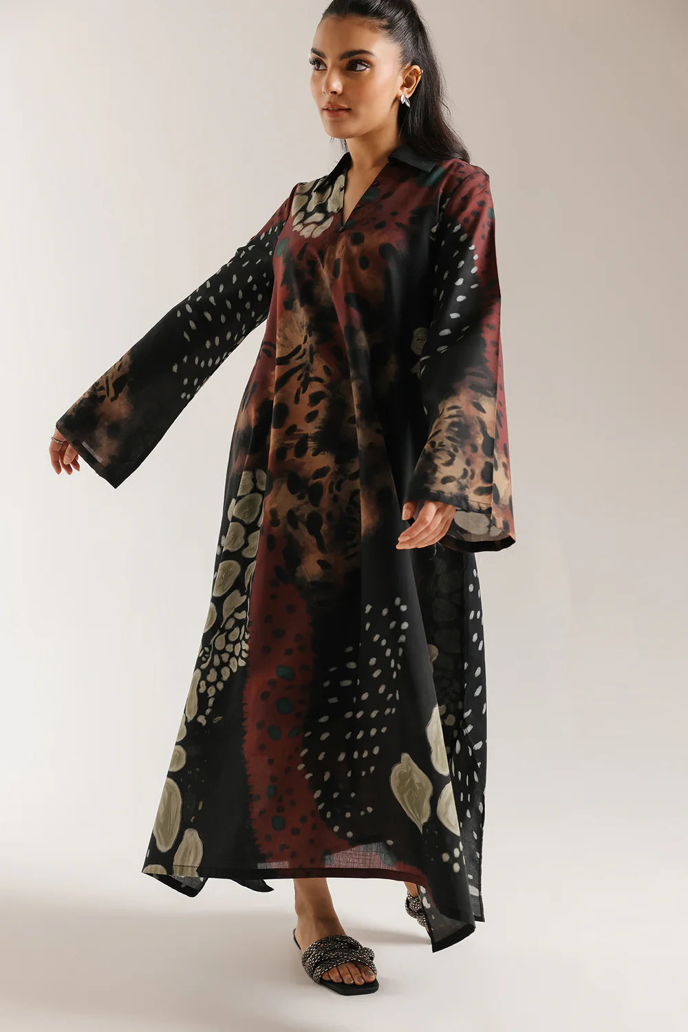 Ethnic 1 piece A-Line Shirt Collar Full Sleeves Long Length