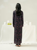 Limelight 2 Piece Set - Black Printed Viscose Cotton Shirt & Narrow-leg Trousers with Elastic Waistband