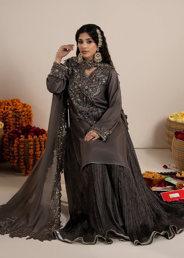 Luxury Silk 3PC Ready to Wear Sharara Set with Organza Dupatta – Festive Elegance