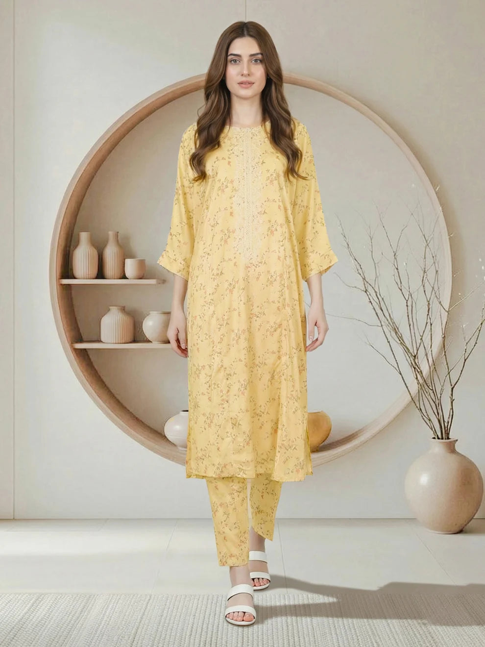 Limelight 2 Piece Silk Suit- Embroidered (Pret)