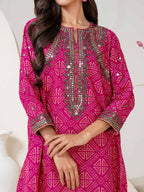 Limelight 2 Piece Embroidered Paste-print Shirt & Pink Cambric Wide-leg Trousers Set - Lace Womenswear