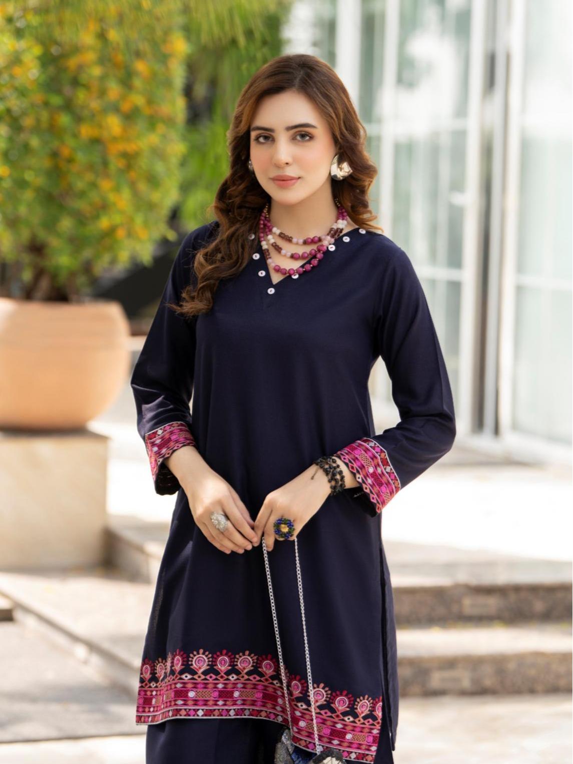 Zaaria Rang e Elegance 2 piece a-line Embroidered Dhanak co ord with pockets set by raniyah