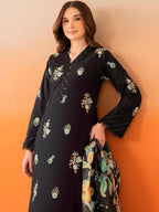 Salenmore | Panache Apparel Premium Lilen Embroidered 3 Piece Pakistani Suit – Black | Silk Dupatta | Ready to Wear UK – Pakistani women's wear | Traditional Dress |