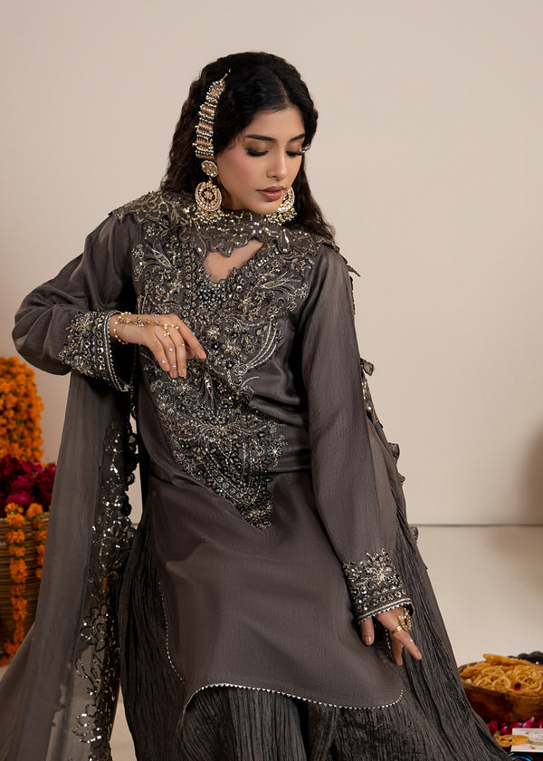 Luxury Silk 3PC Ready to Wear Sharara Set with Organza Dupatta – Festive Elegance