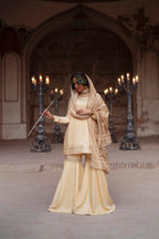 Casual Lite Luxury Festive Drop EALA Premium Silk Viscose 3 Piece Printed Dupatta Embroidered with Sequin Work and Lace for Modern Elegance