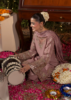 Embroidered 3 piece Mauve Embellished Ensemble