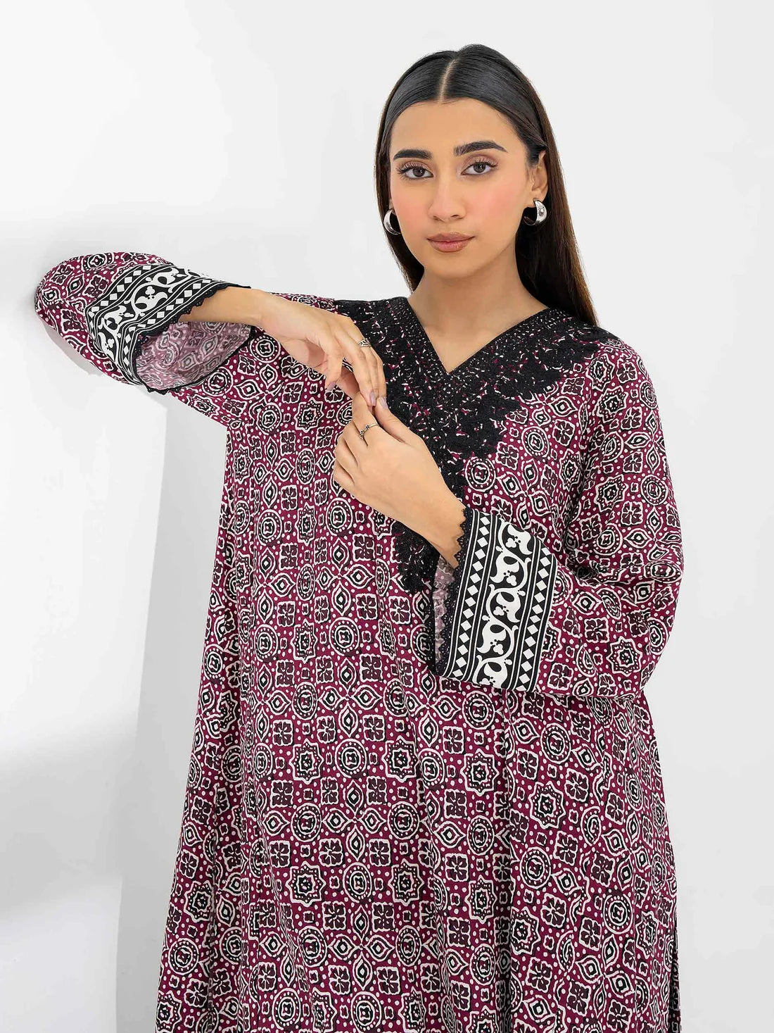 Limelight 1 piece Linen Shirt-Embroidered (Pret)