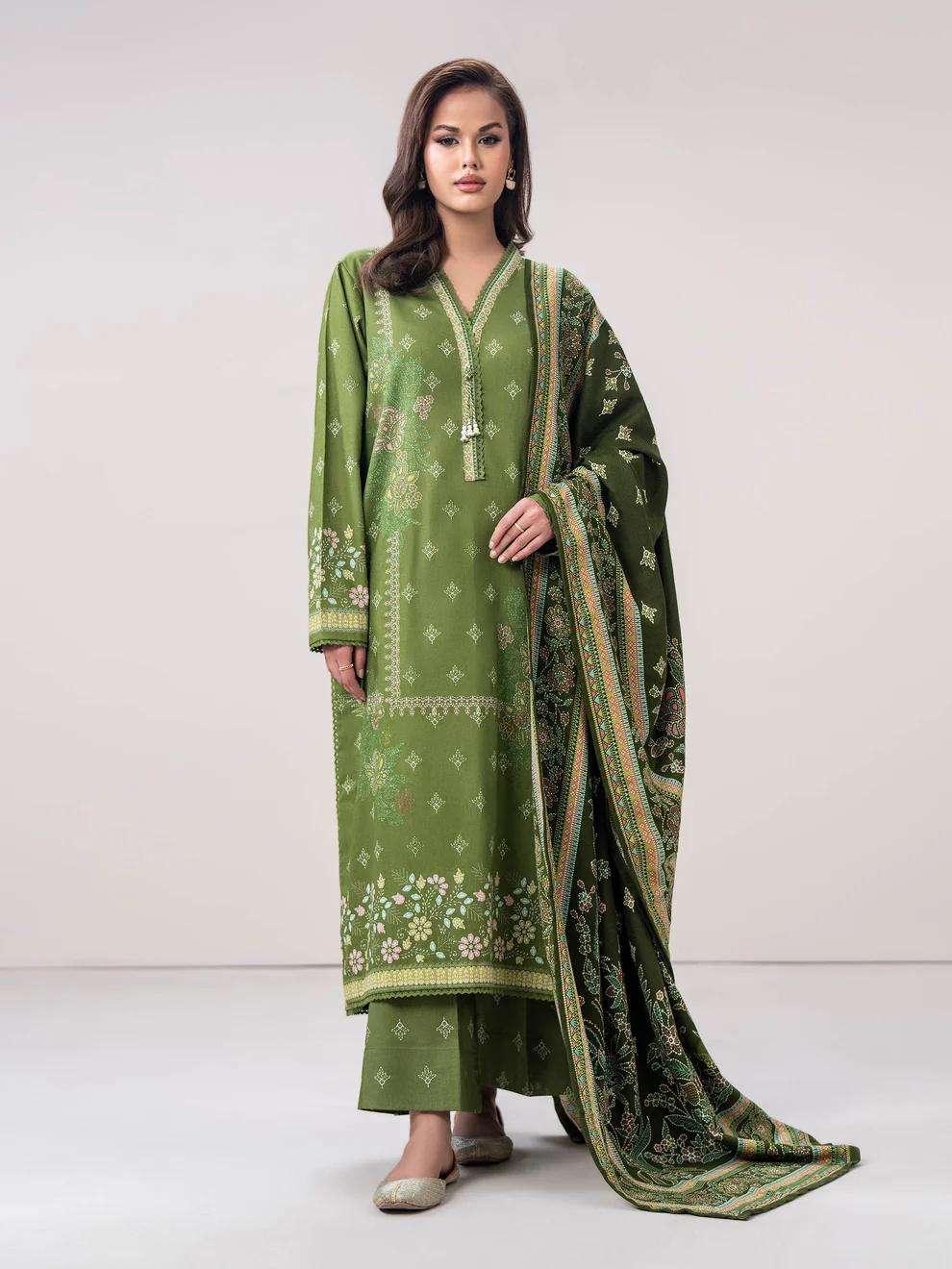 Limelight 3 Piece Slub Khaddar printed suit