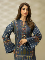 Salenmore | Limelight 2 Piece Printed Slub Khaddar Suit – Navy | Winter Pret Collection | Pakistani Clothing UK – Pakistani women's wear | Salwar Kameez |